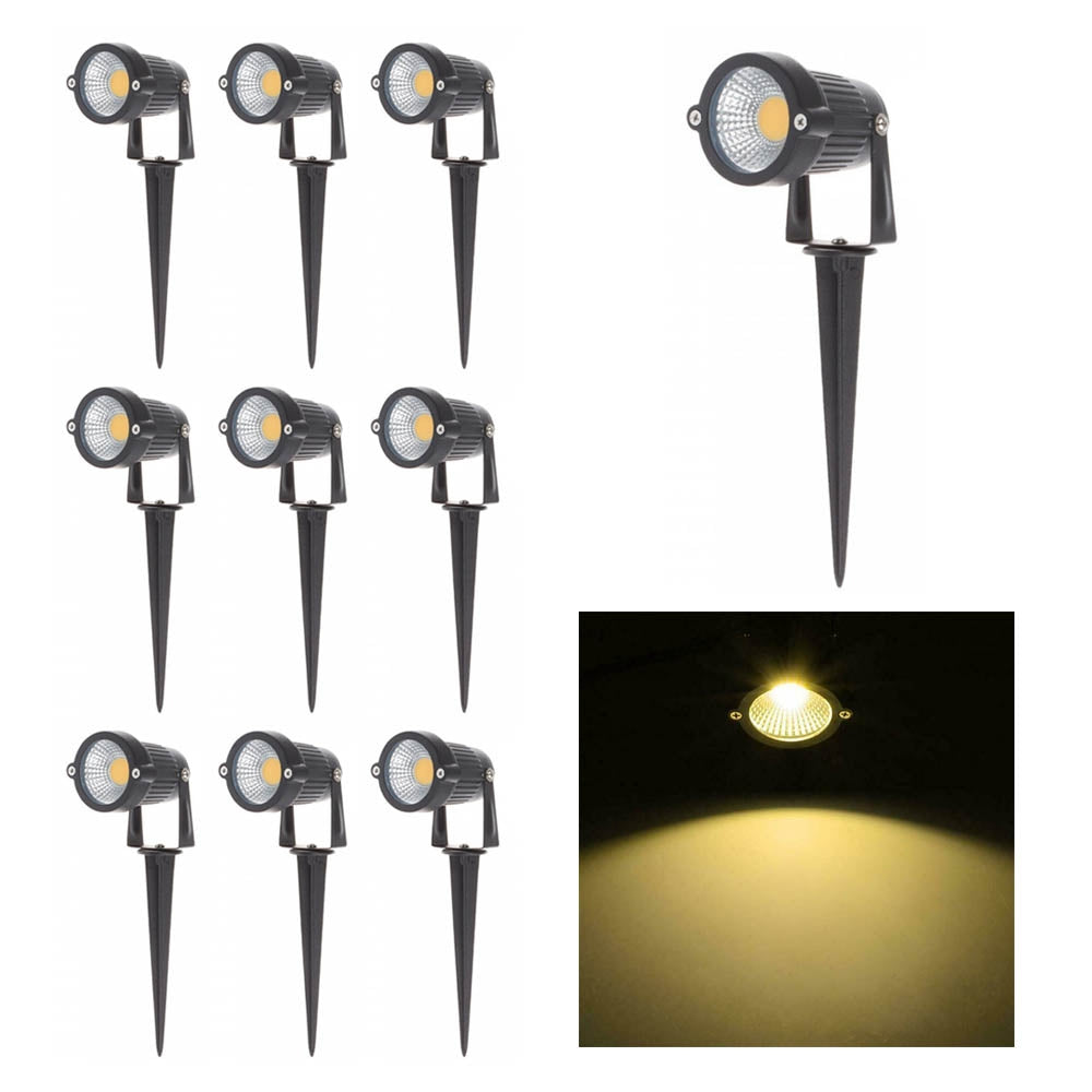 10PCS 12V Waterproof 5W LED Garden Spotlights, Warm White