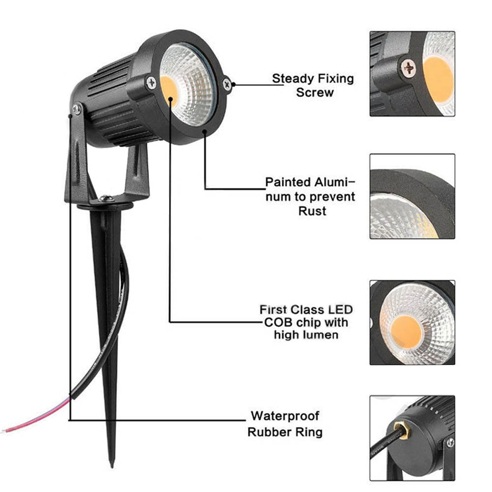 10PCS 12V Waterproof 5W LED Garden Spotlights, Warm White