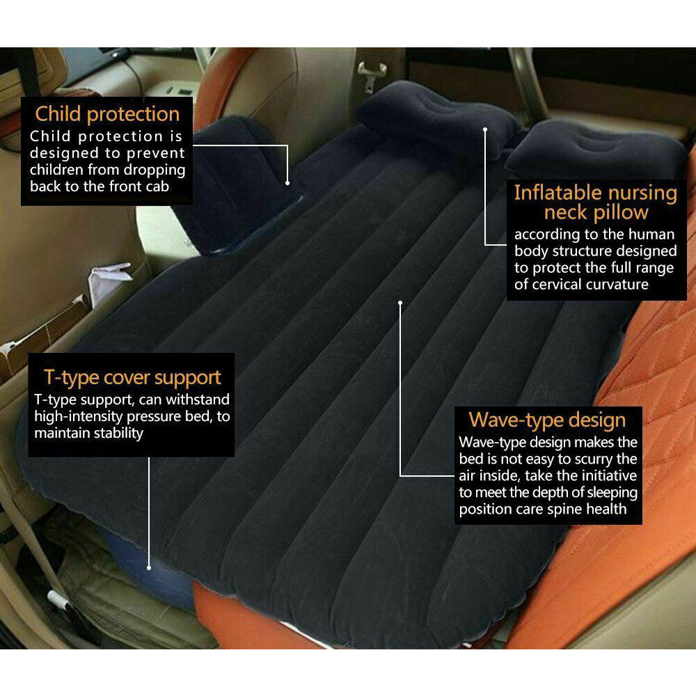 Soft Durable Inflatable Car Back Seat Mattress Set with Pillows & Stools