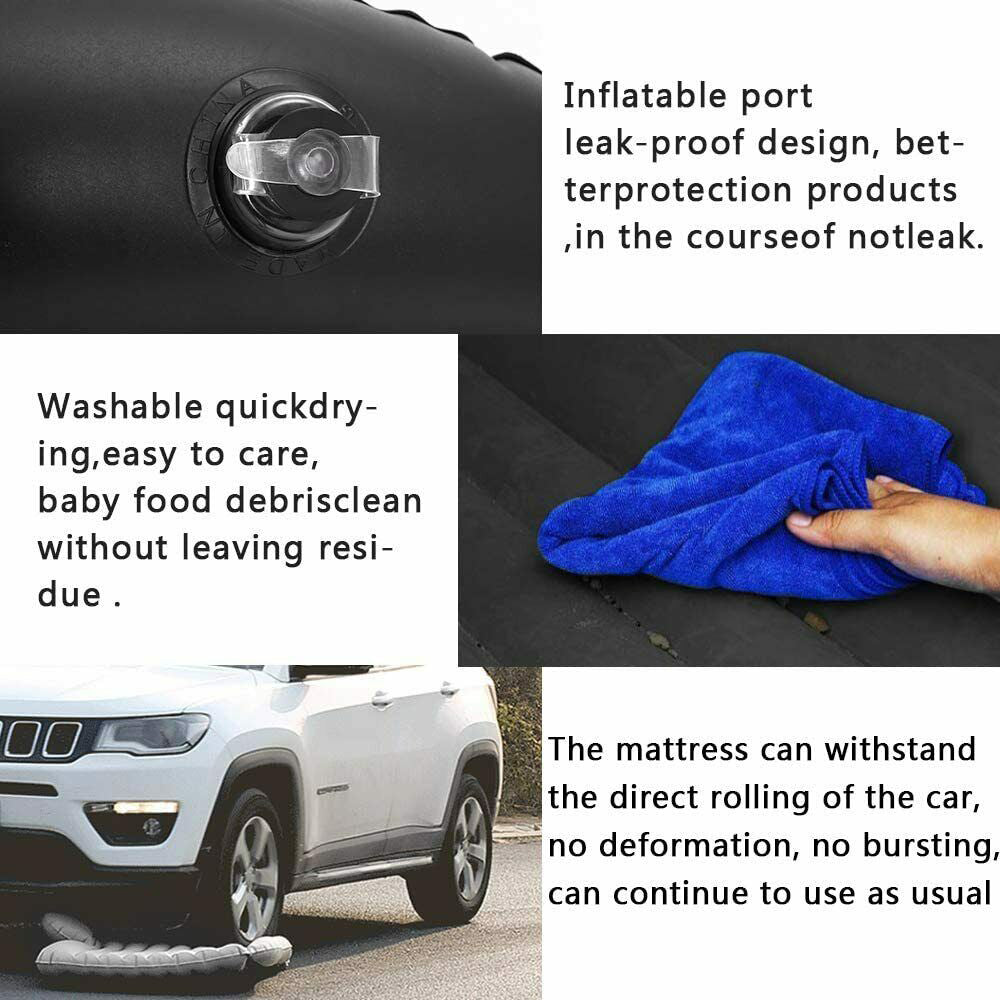 Soft Durable Inflatable Car Back Seat Mattress Set with Pillows & Stools