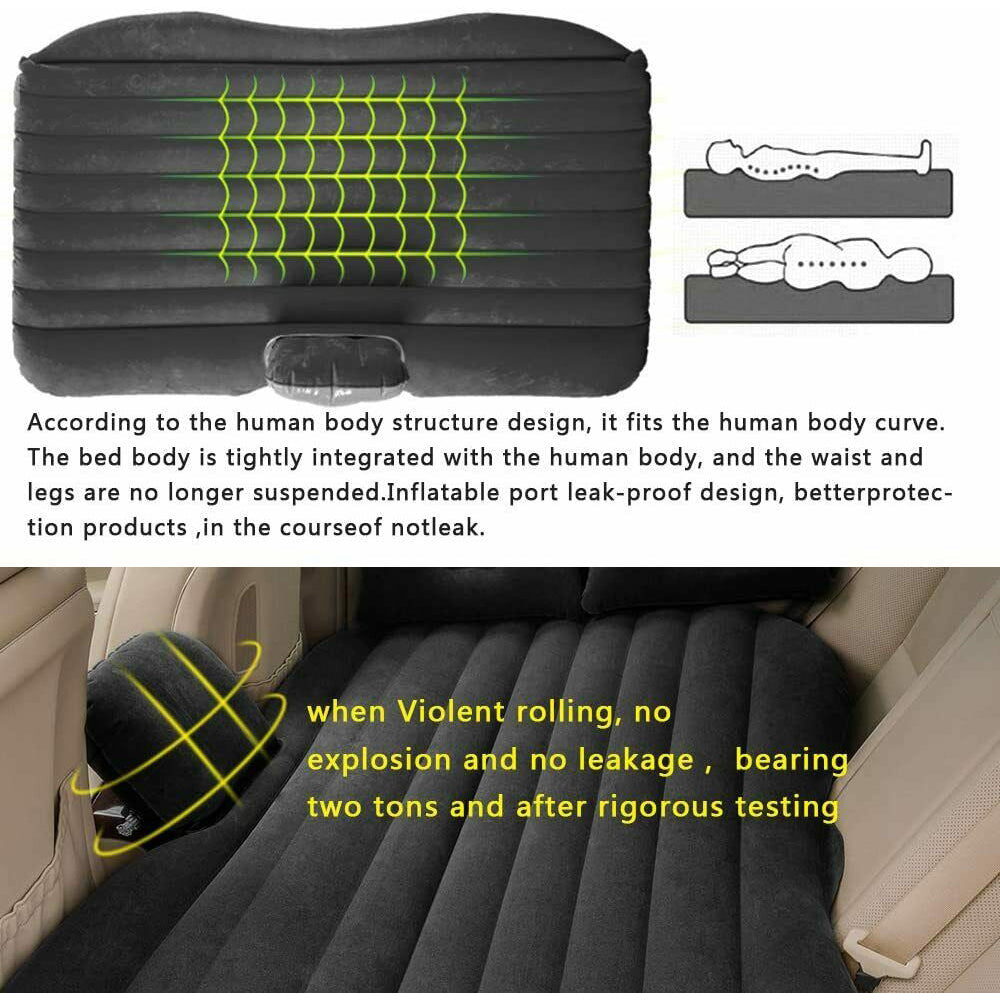 Soft Durable Inflatable Car Back Seat Mattress Set with Pillows & Stools