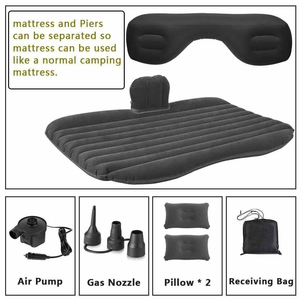 Soft Durable Inflatable Car Back Seat Mattress Set with Pillows & Stools