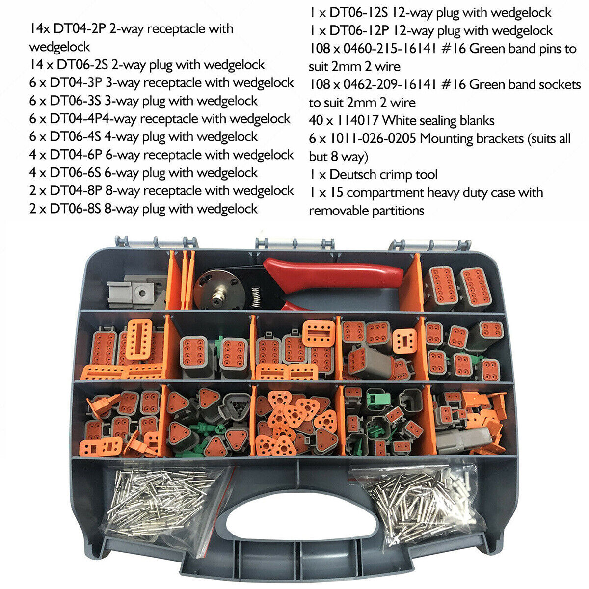 Waterproof Deutsch DT Connectors Kit, 550PCS with Crimp Tool