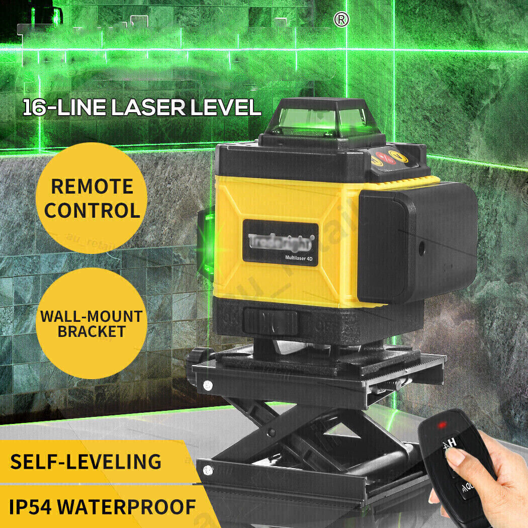 16 Line 4D Green Laser Level IP54 360° Self Leveling Kit