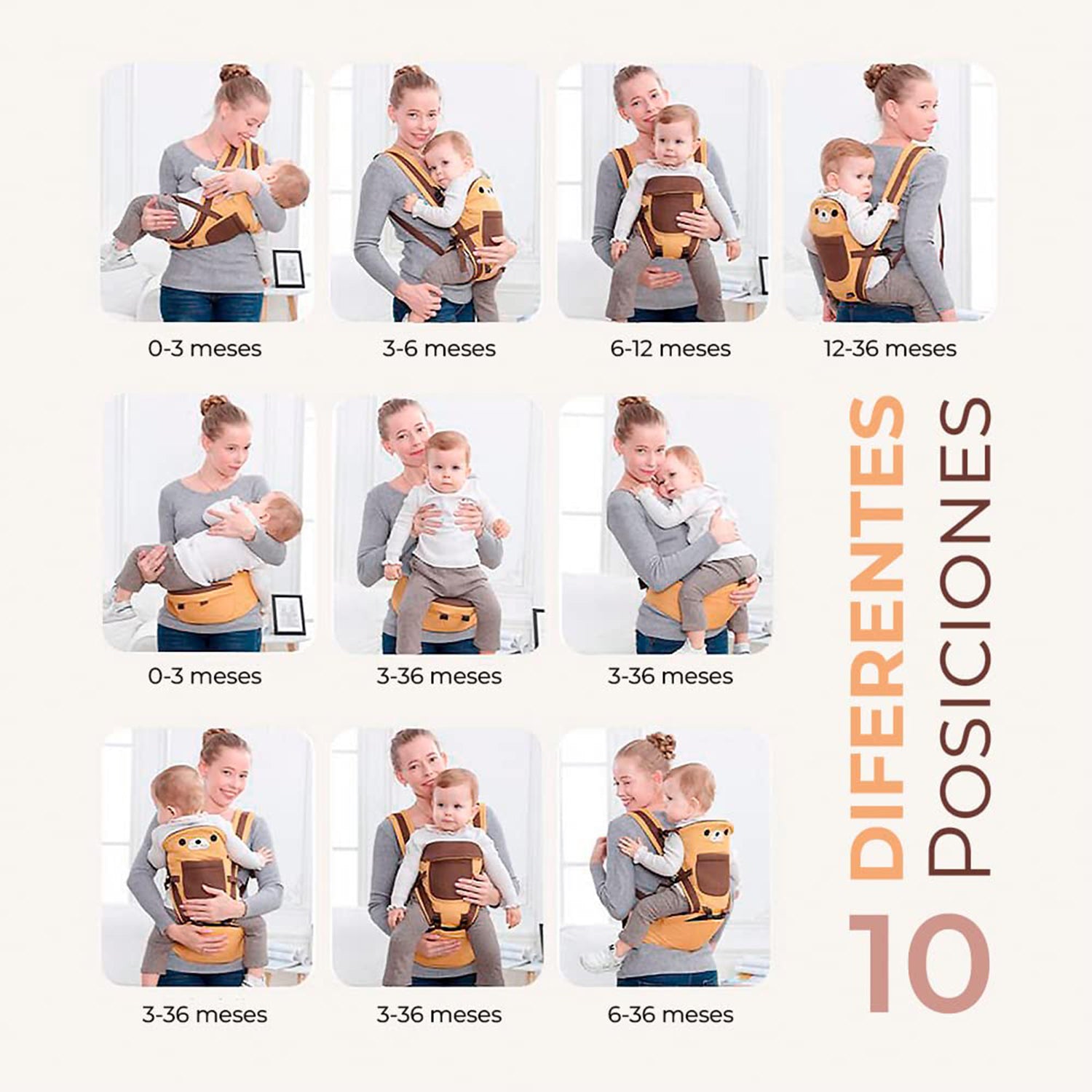 Ergonomic Baby Carrier with Hip Seat, 10-in-1 Wrap Sling