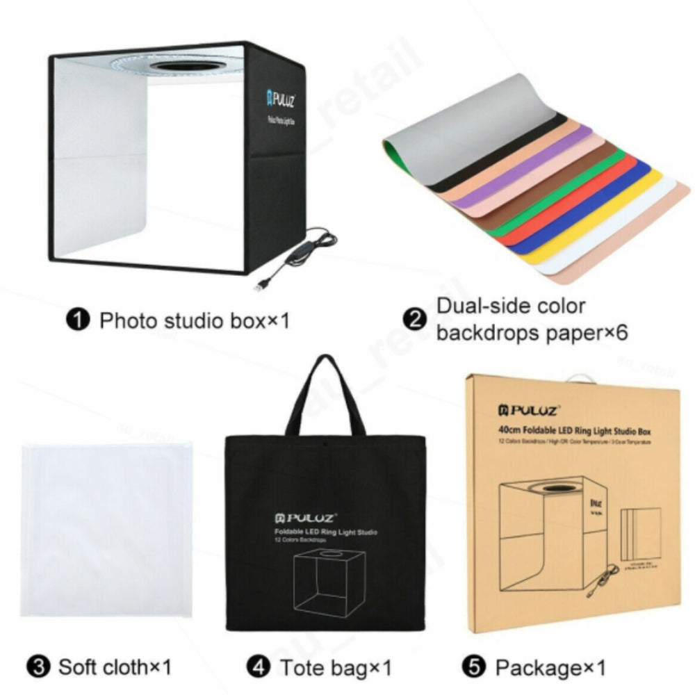 30CM LED Portable Photo Studio Light Box with 6 Backdrops