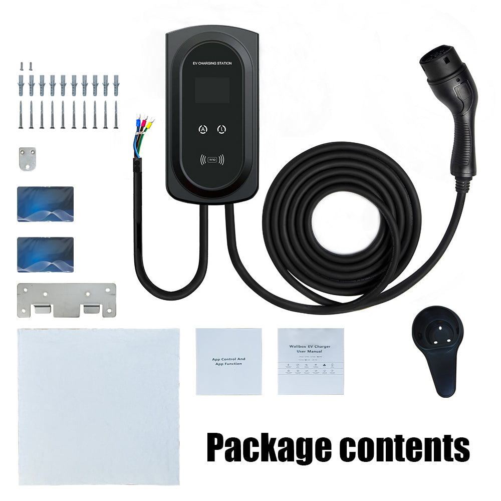 7kW 1 Phase EV Charging Station w/ App, Protection, LCD Display