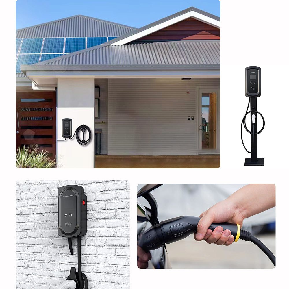 7kW 1 Phase EV Charging Station w/ App, Protection, LCD Display