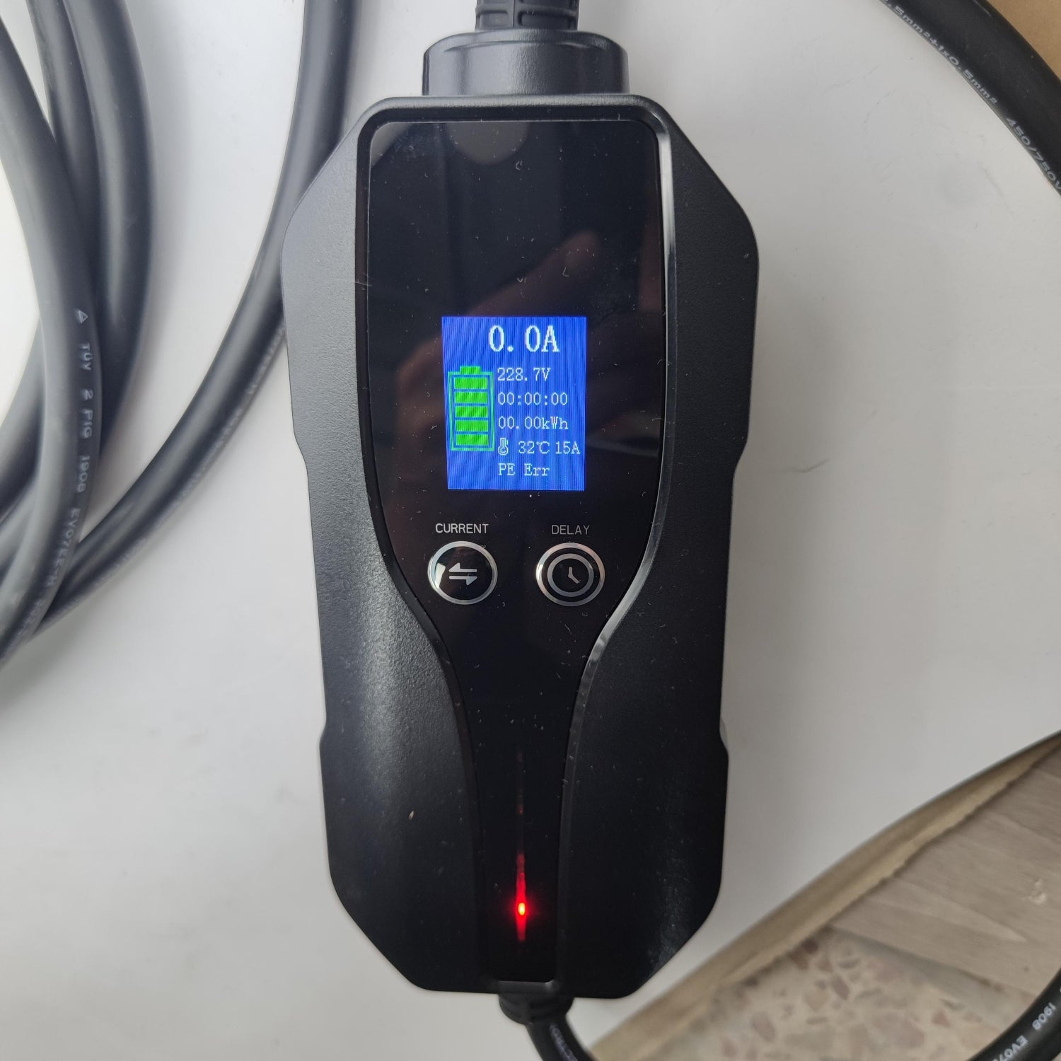 Adjustable Portable EV Charger 8A/10A/15A, Timing Function, Type 2