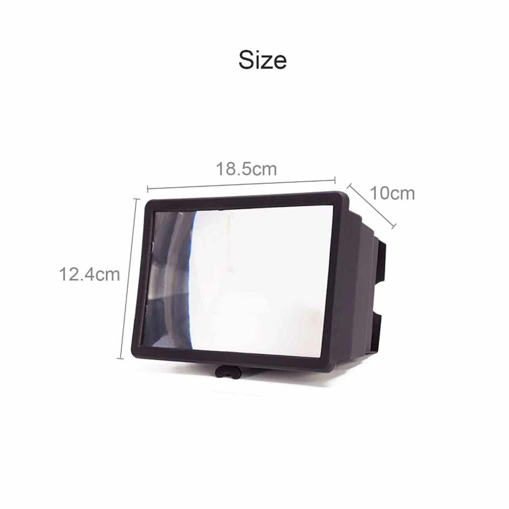 12" HD 3D Phone Screen Magnifier w/ Stand, Adjustable Angle, PVC+ABS