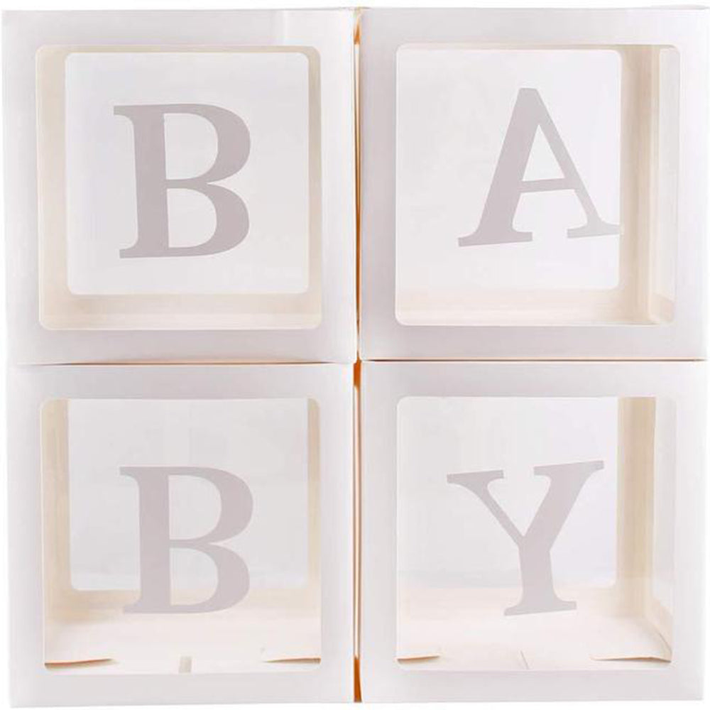 4Pcs Transparent Balloon Boxes 12" Blue BABY Shower Party