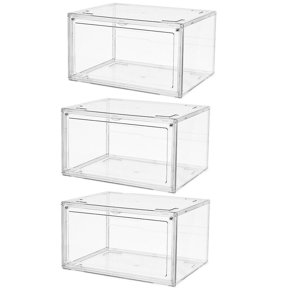 Stackable Clear Shoe Display Boxes, 3PCS, Reinforced Frame