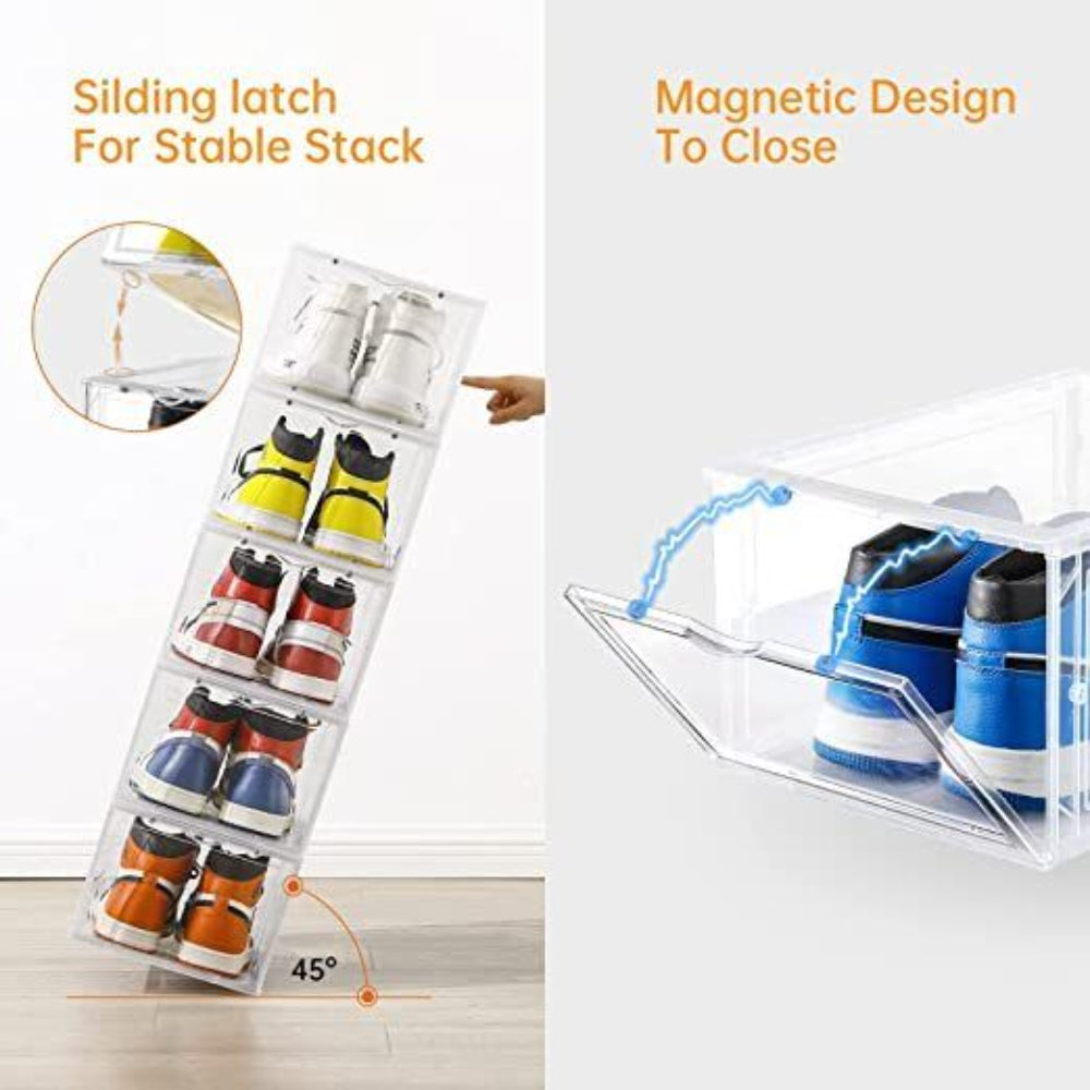 Stackable Clear Shoe Display Boxes, 3PCS, Reinforced Frame