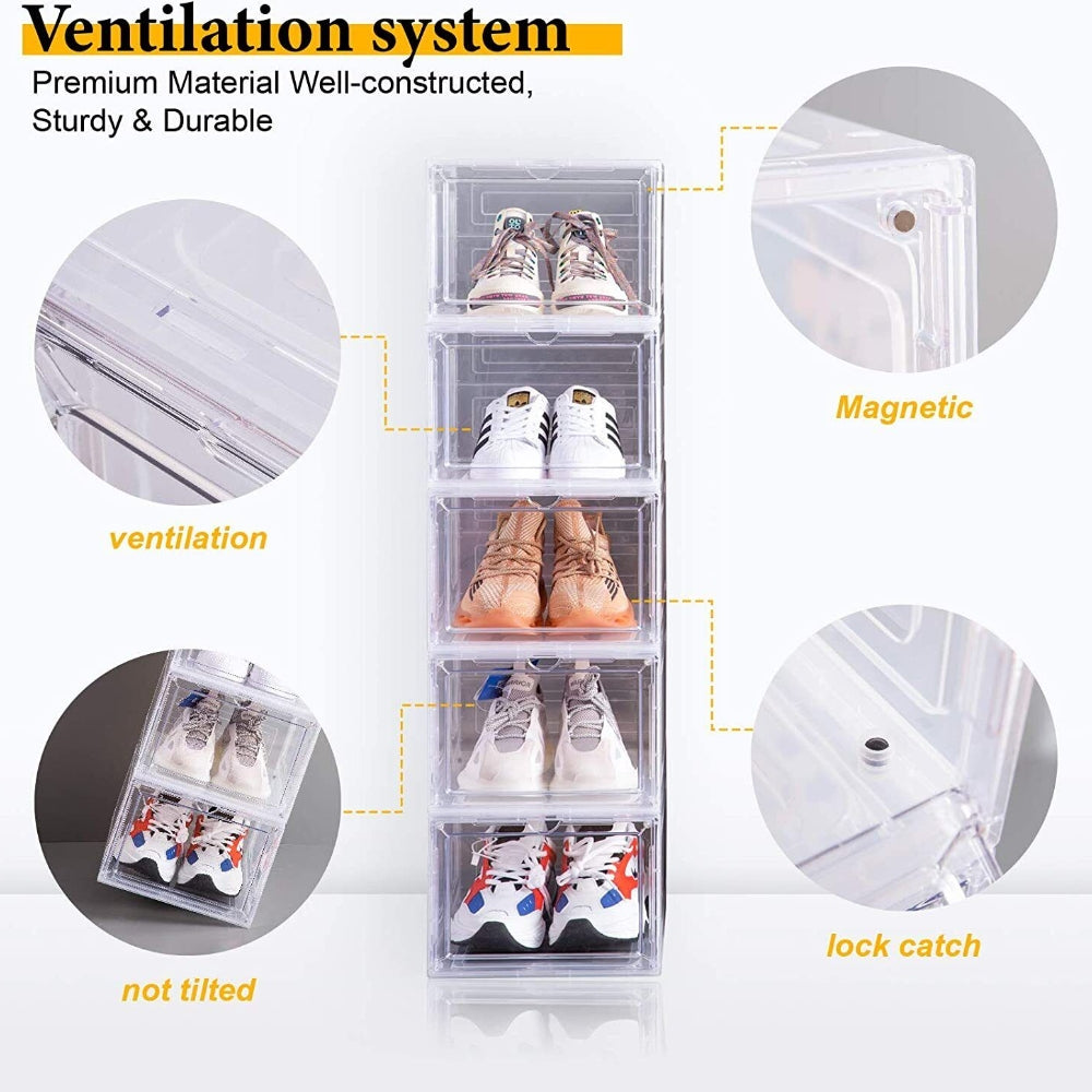 Stackable Clear Shoe Display Boxes, 3PCS, Reinforced Frame