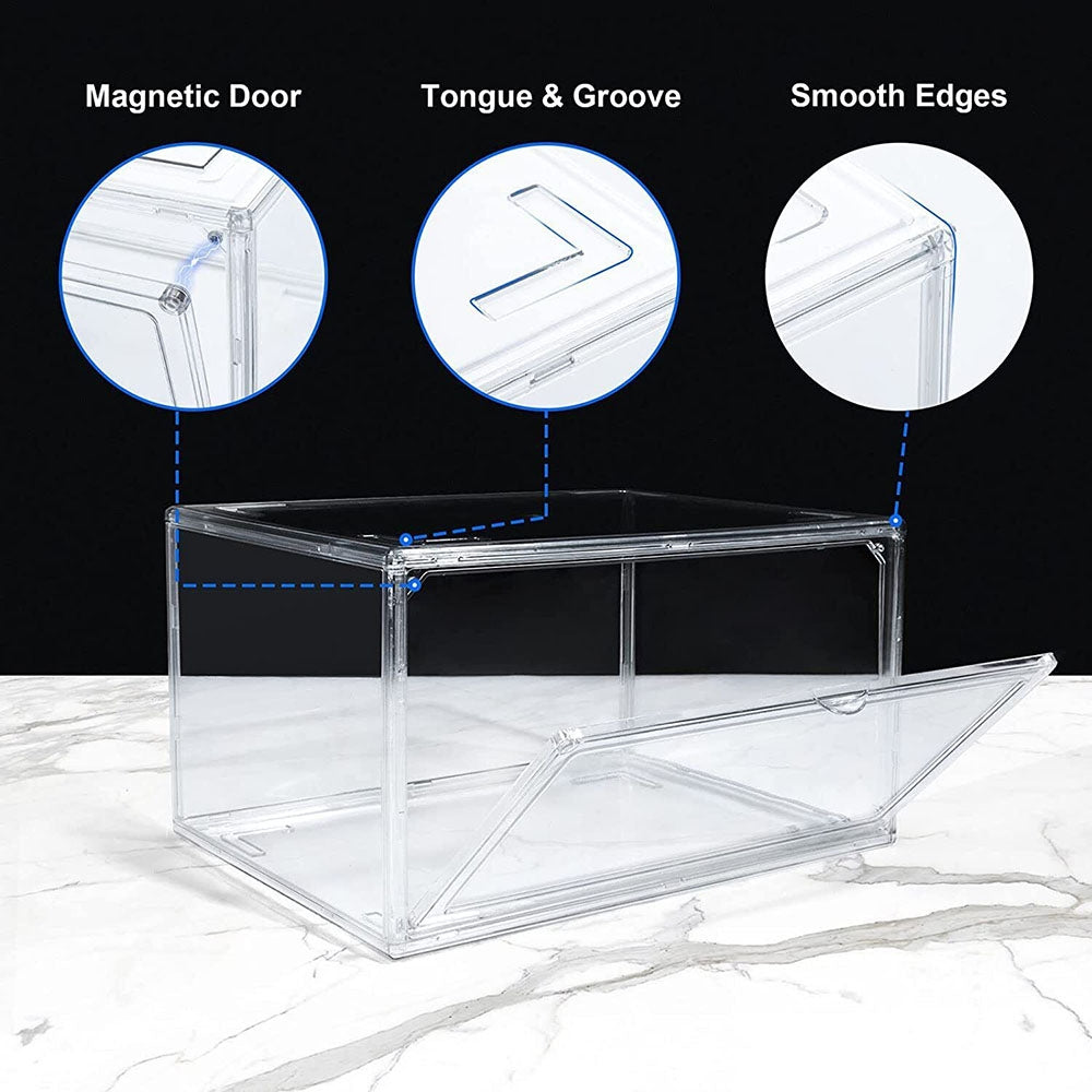 Stackable Clear Shoe Display Boxes, 3PCS, Reinforced Frame