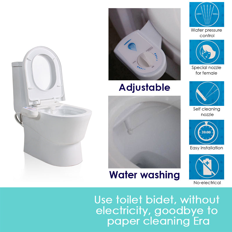 Adjustable Dual Nozzles Toilet Bidet Seat, Easy Install