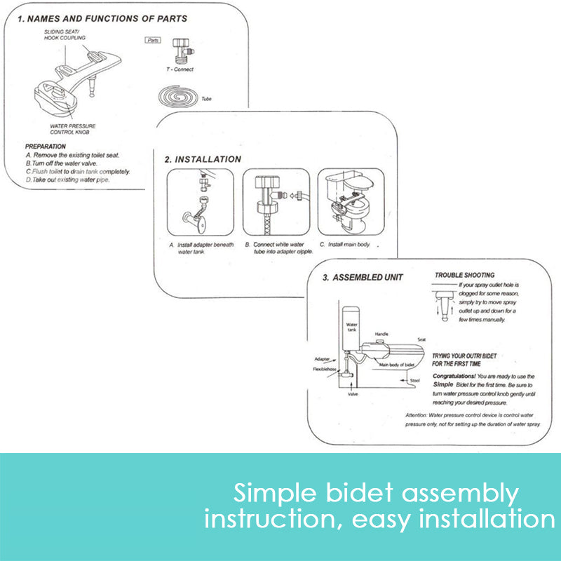 Adjustable Dual Nozzles Toilet Bidet Seat, Easy Install