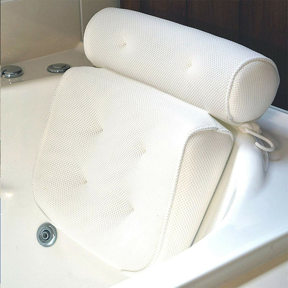 3D Mesh Bath Pillow Neck Back Support 7 Suction Cups