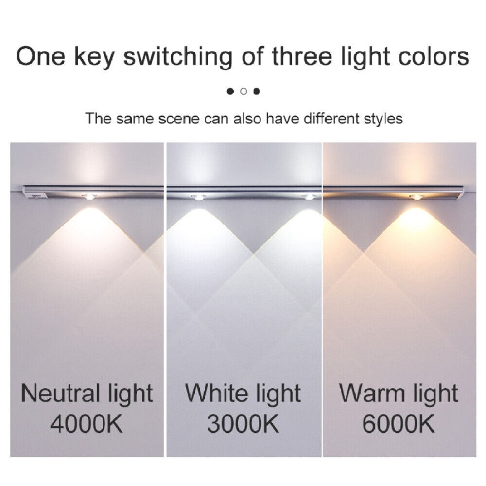 Wireless LED Motion Sensor Closet Lights 40cm, 3-Color, USB