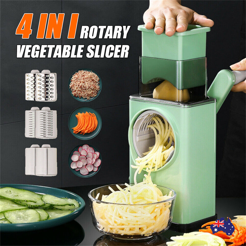 Safe Manual Rotary Vegetable Chopper with 3 Blades