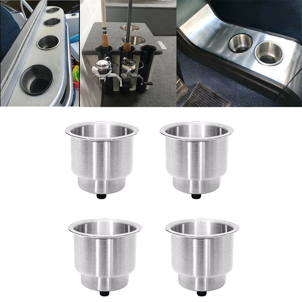 Stainless Steel Drink Cup Holders 4PCS with Drain Holes