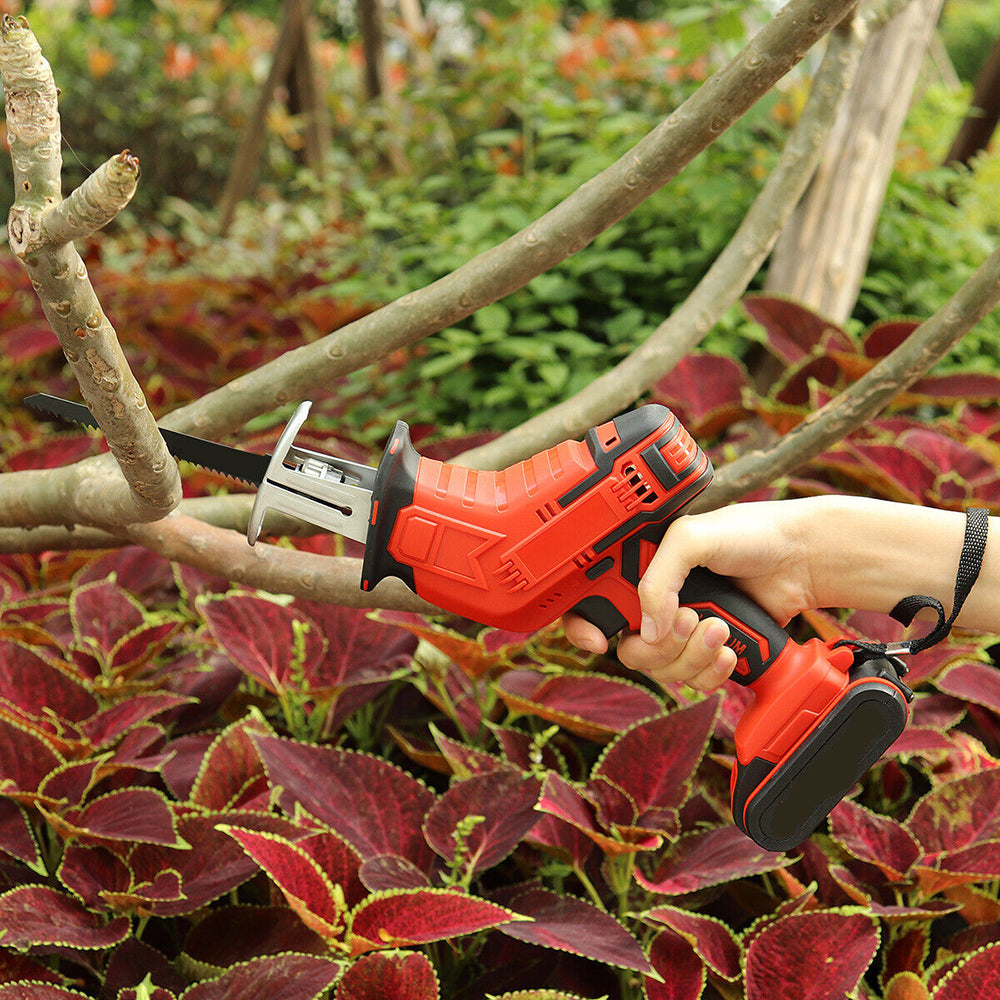 High Power Red Cordless Reciprocating Saw w/ Blades, Electric Brake