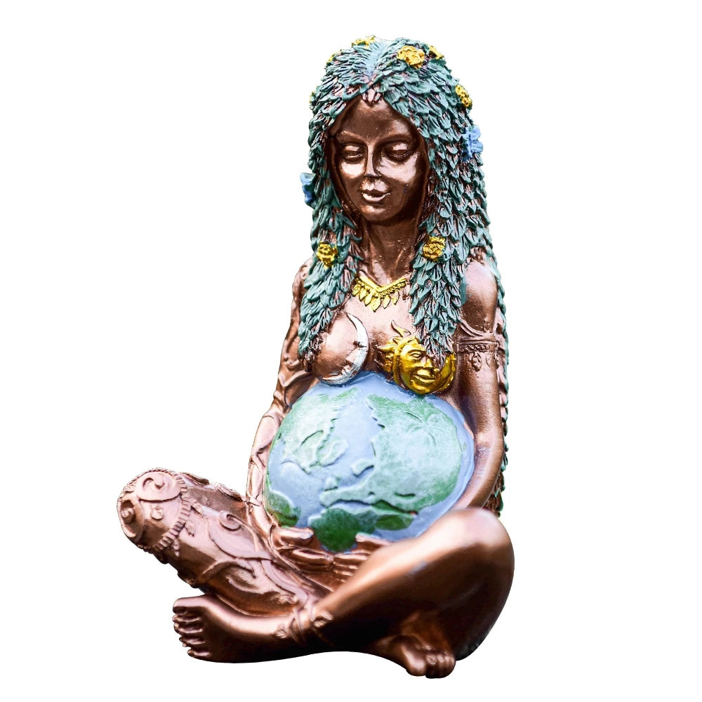 Hand-Painted Mother Earth Goddess Resin Statue - 15cm