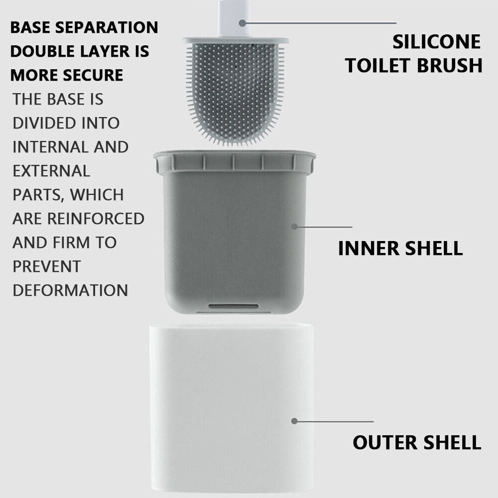 Flexible Silicone Bristle Toilet Brush Set with Ventilated Base