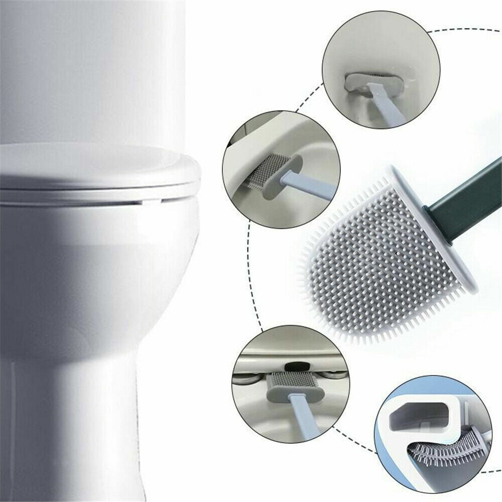 Flexible Silicone Toilet Brush Set, Non-Rusting, Ventilated Base