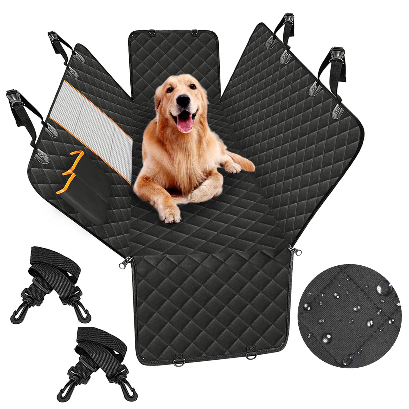 Waterproof Breathable Pet Car Hammock Seat Cover with Safety Belt