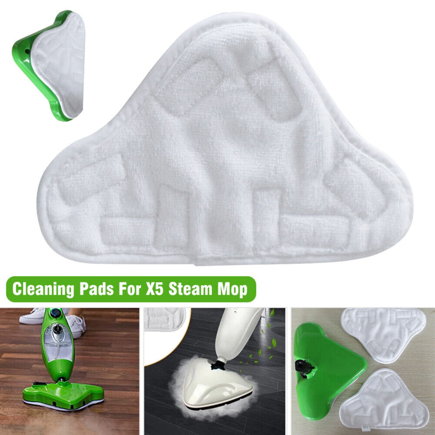 5PCS Ultra Soft Microfiber Steam Mop Pads - White