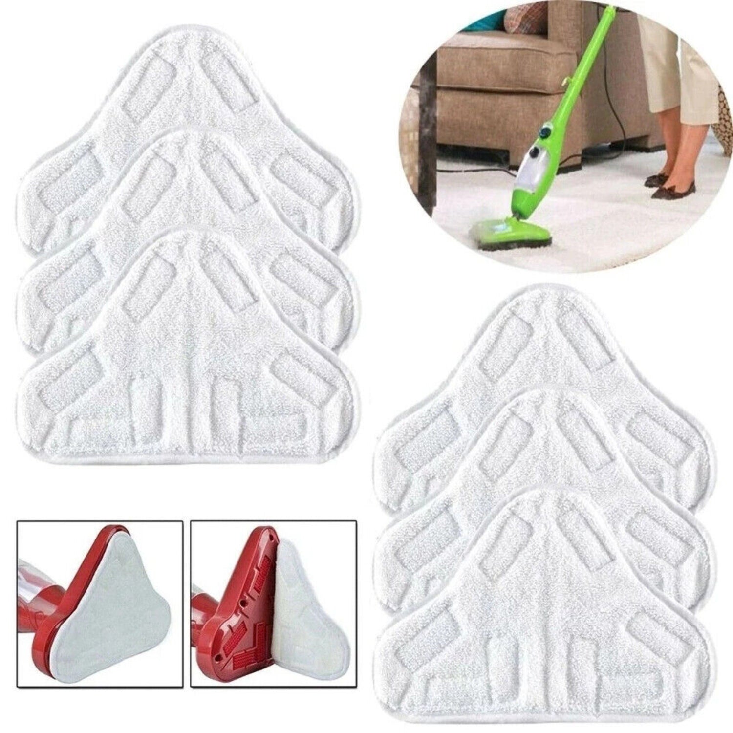 5PCS Ultra Soft Microfiber Steam Mop Pads - White