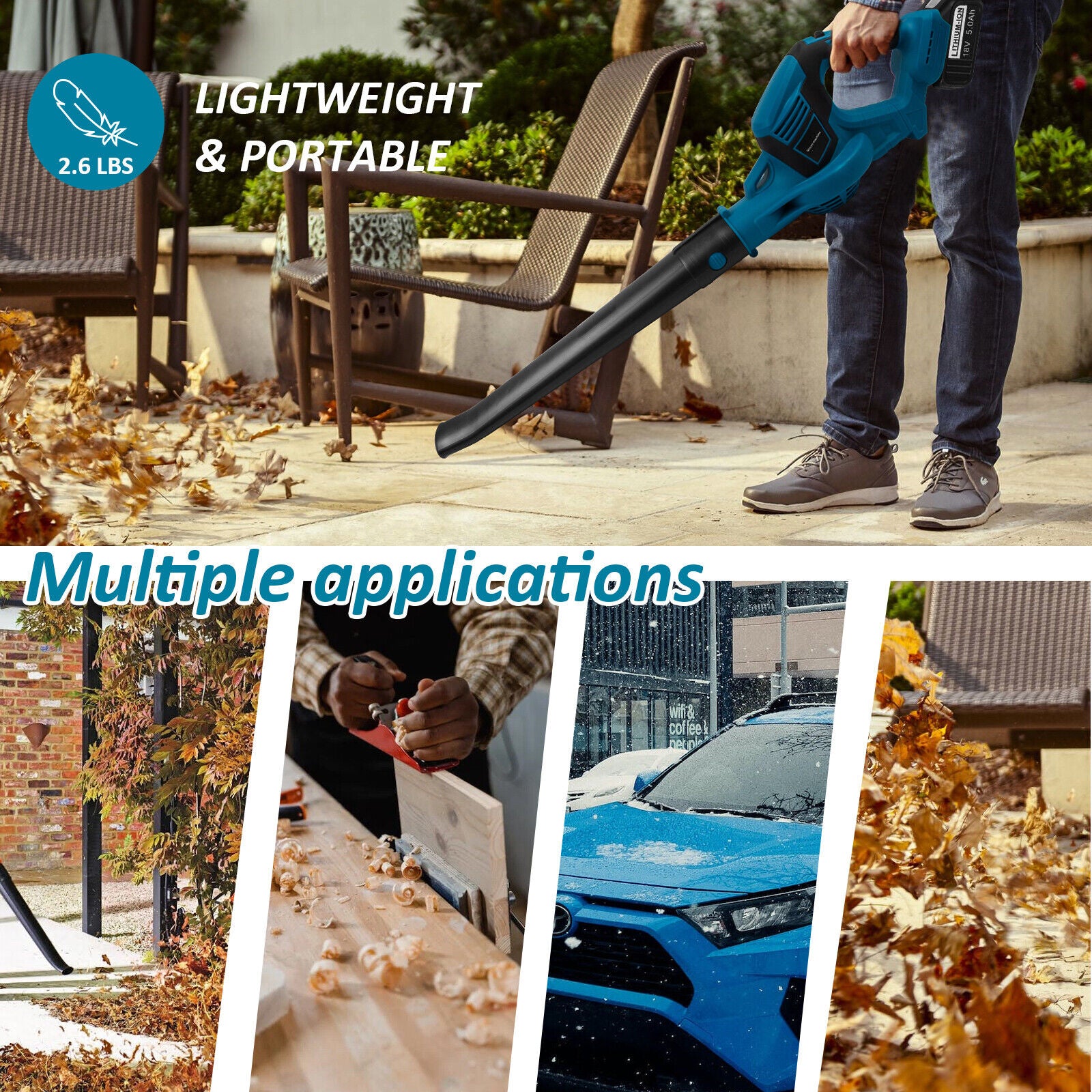 Lightweight Cordless Leaf Blower 18V Makita Compatible