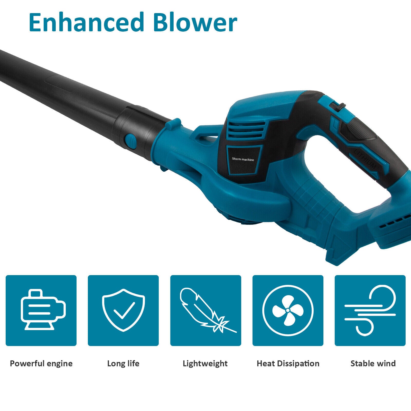 Lightweight Cordless Garden Leaf Blower - 2 Batteries, 36V