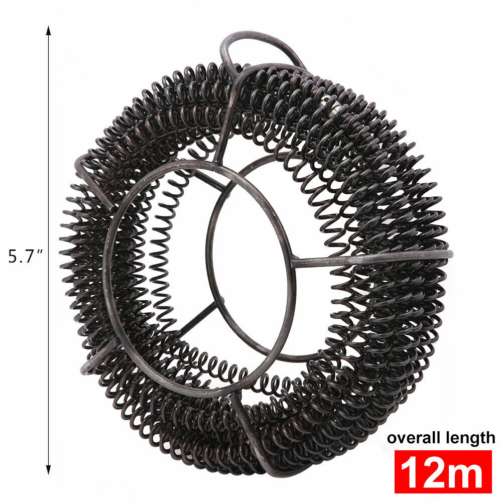 12M Electric Drain Snake & 6 Drill Bits, Steel Pipe Cleaner