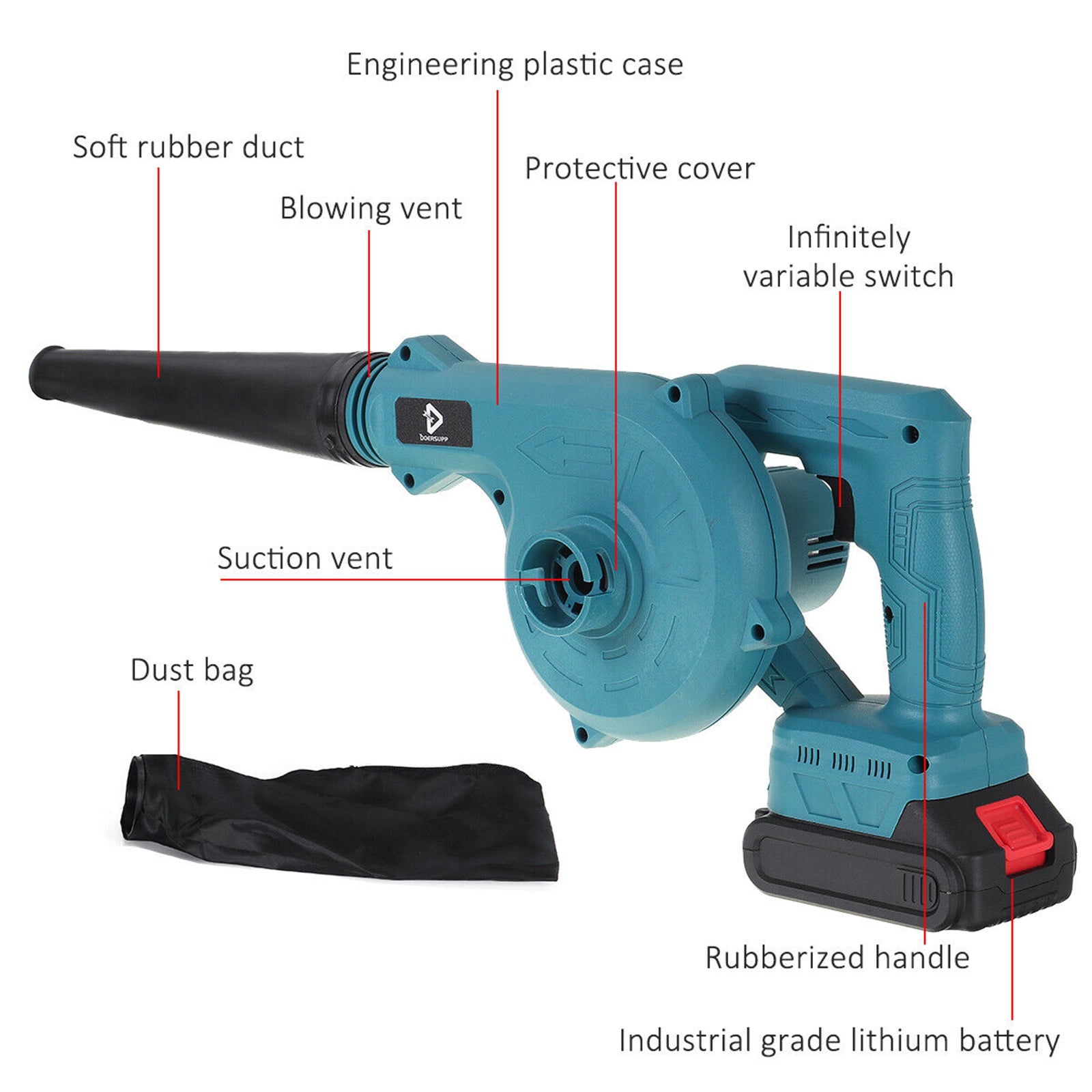 Stepless 2-in-1 Cordless Electric Leaf Blower Vacuum, 1 Battery