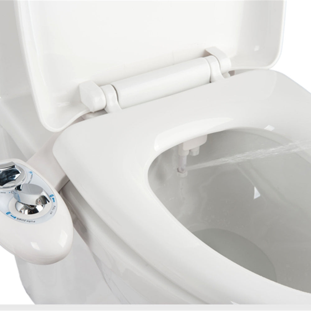 Dual Nozzle Toilet Bidet Attachment, Chrome Knob