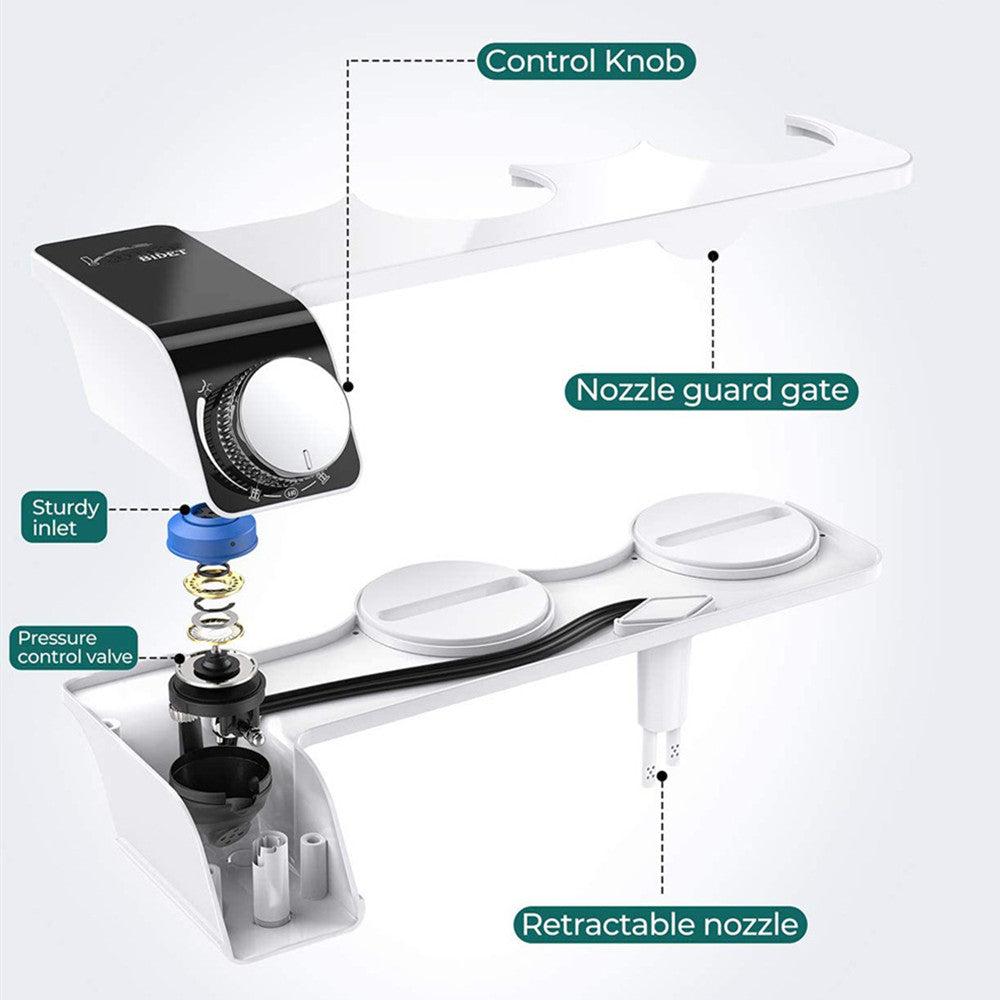 Dual Nozzles Non-Electric Bidet Seat with Hot & Cold Water Control