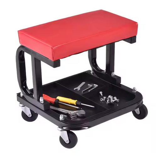 Padded Rolling Creeper Garage Mechanics Roller Seat Stool Chair with Tool Tray