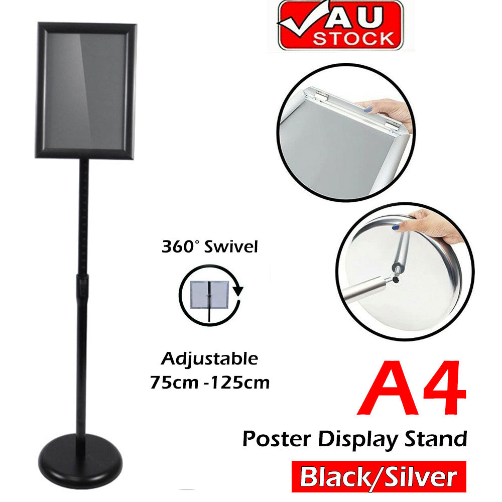 Adjustable A4 Floor Poster Stand with 360 Rotation, Durable Metal