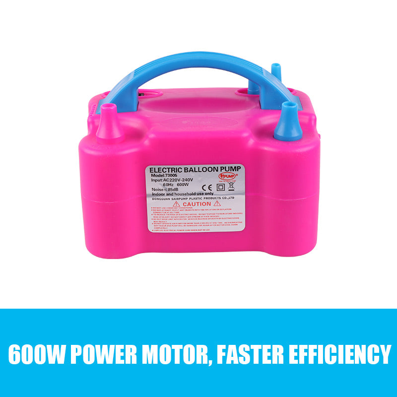 600W Portable Electric Balloon Pump, 2 Nozzles, 80 Balloons