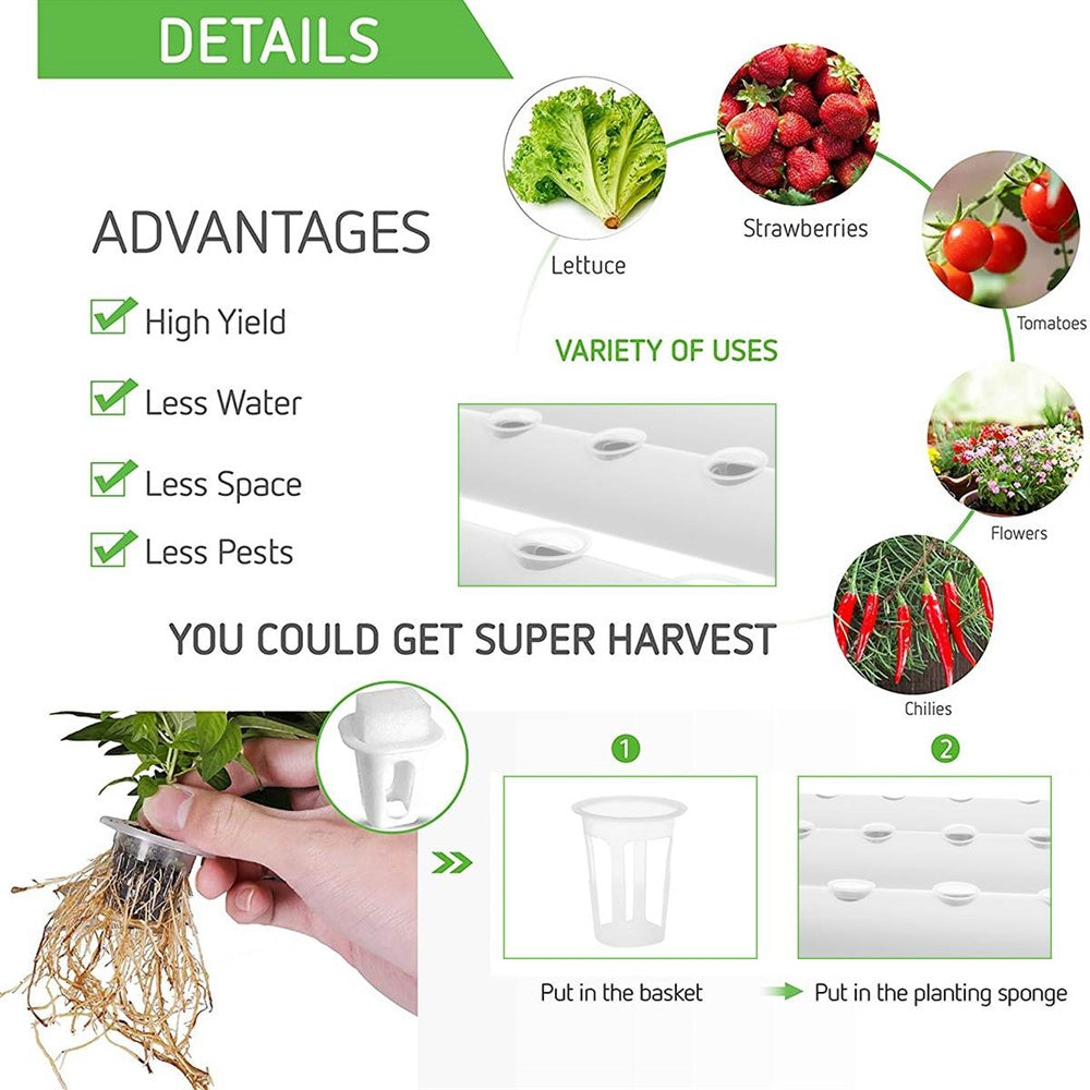 108-Site Vertical Hydroponic Grow System with Timer and Pump