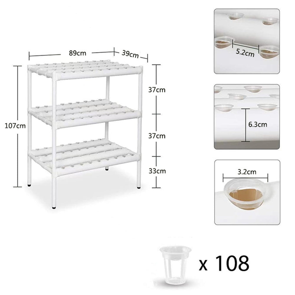 108-Site Vertical Hydroponic Grow System with Timer and Pump