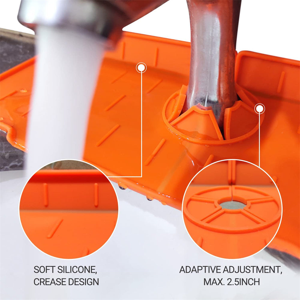 Durable Silicone Faucet Splash Guard, Drip Mat, Orange