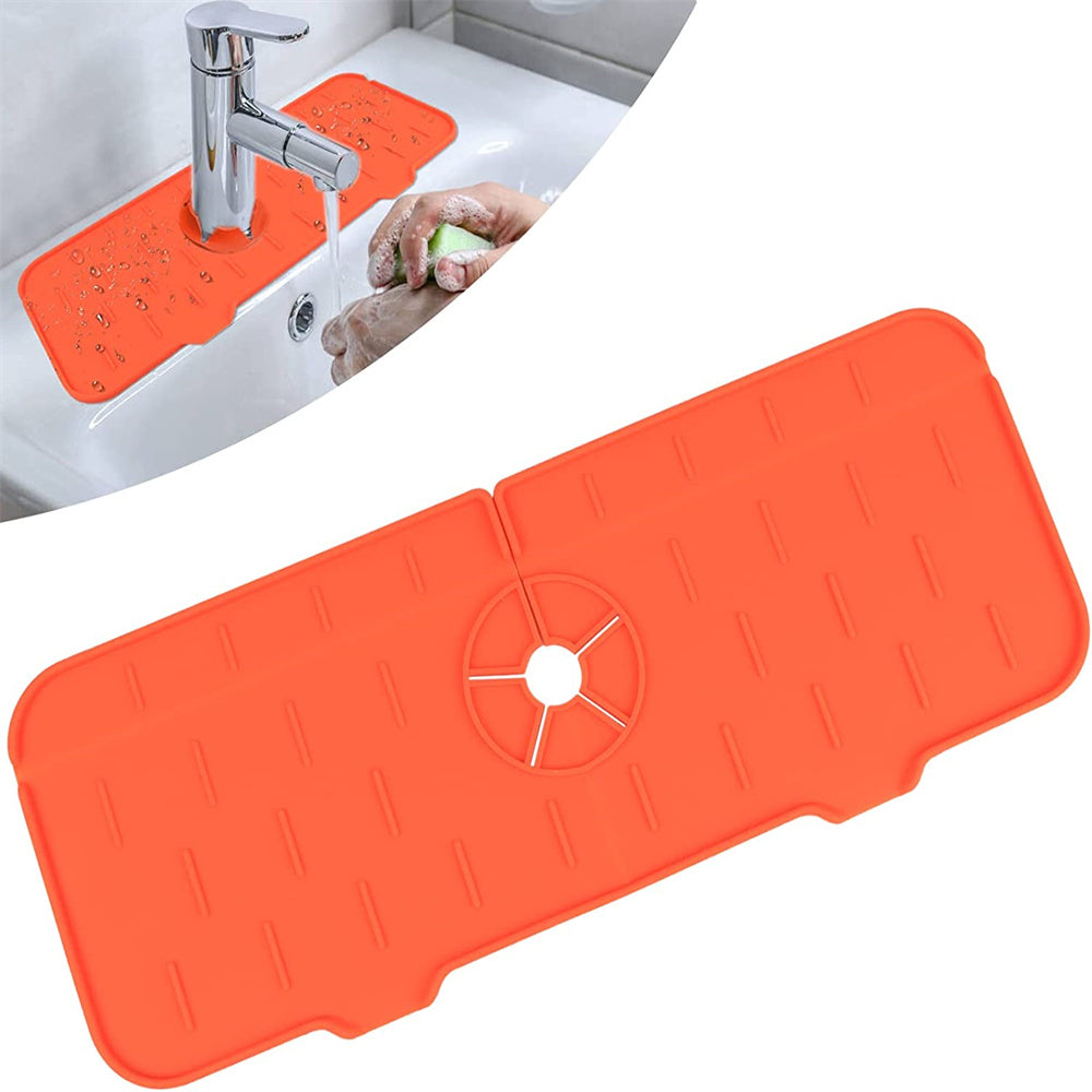 Durable Silicone Faucet Splash Guard, Drip Mat, Orange