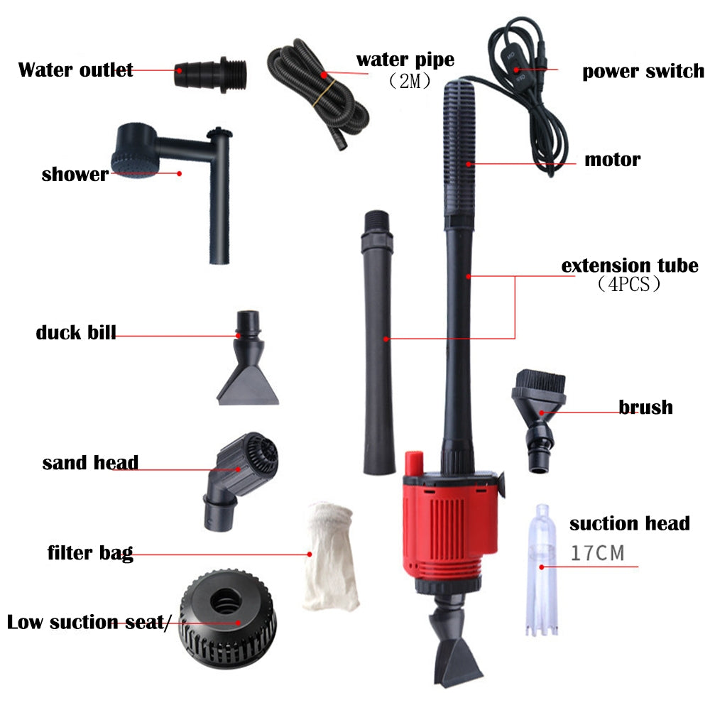 7-in-1 Electric Aquarium Cleaner, Adjustable Height, 28W