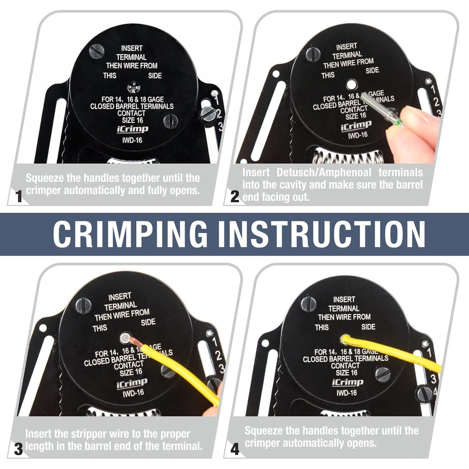 DT12 Crimper 4 Way Indent,8 Impression iCrimp Closed Barrel Type Deutsch Crimper