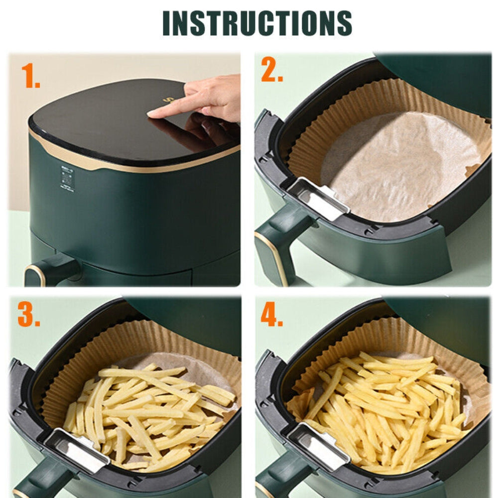 50PCS Non-Stick Heat-Resistant Air Fryer Liners, Round