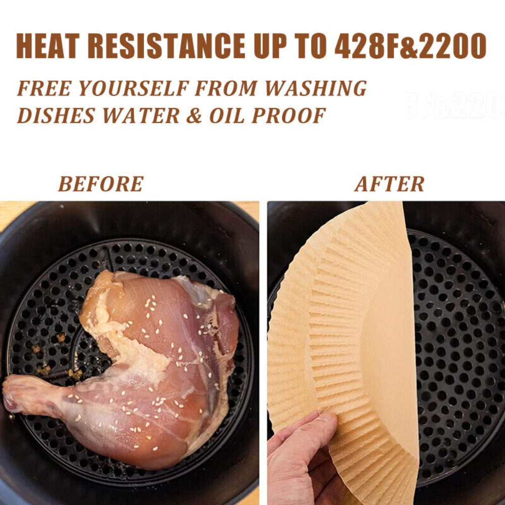 50PCS Non-Stick Heat-Resistant Air Fryer Liners, Round