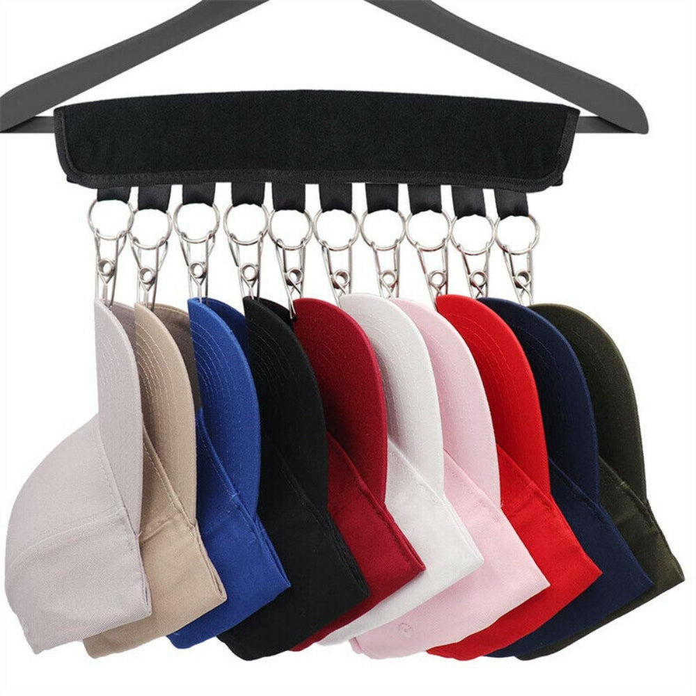 2X 10 Clips Neoprene Cap Rack Hanger Hat Organizer Closet